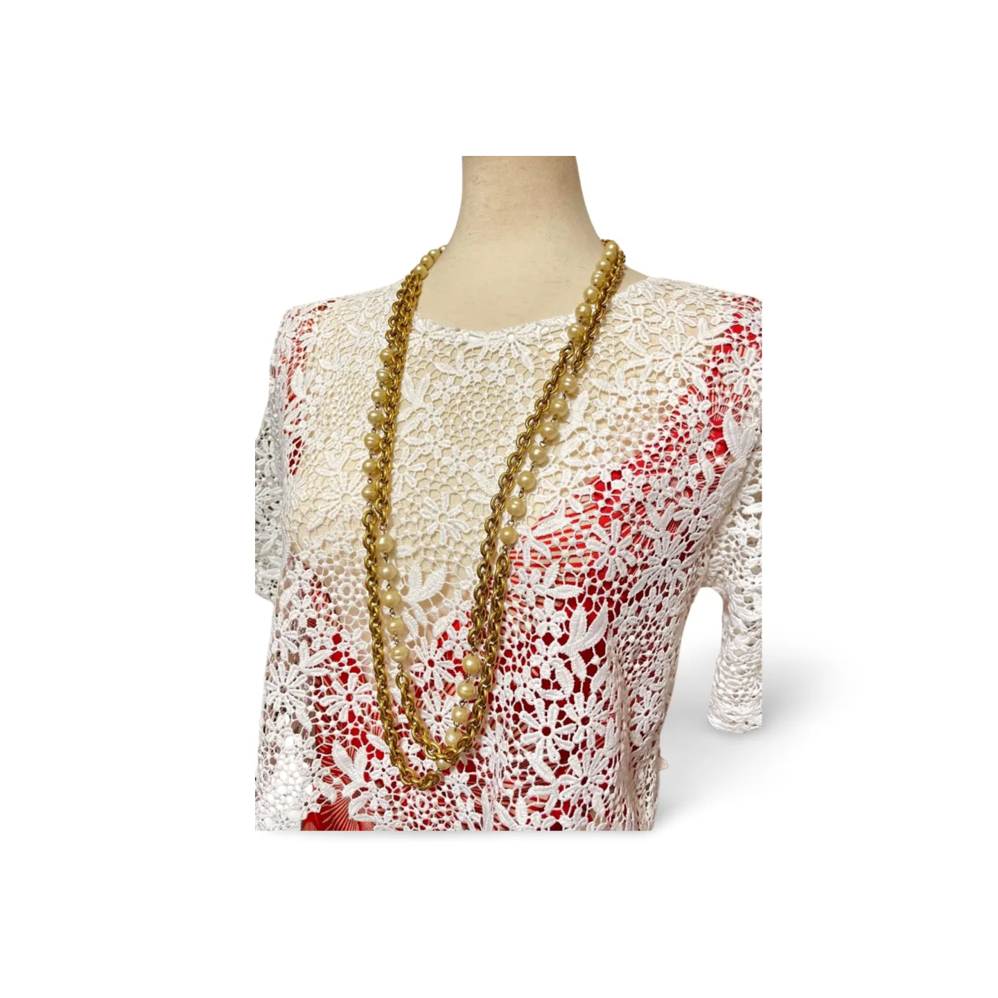 Vintage CHANEL double chain necklace with round faux pearls. Classic and Gorgeous masterpiece for the rest of your life. 060820ac3