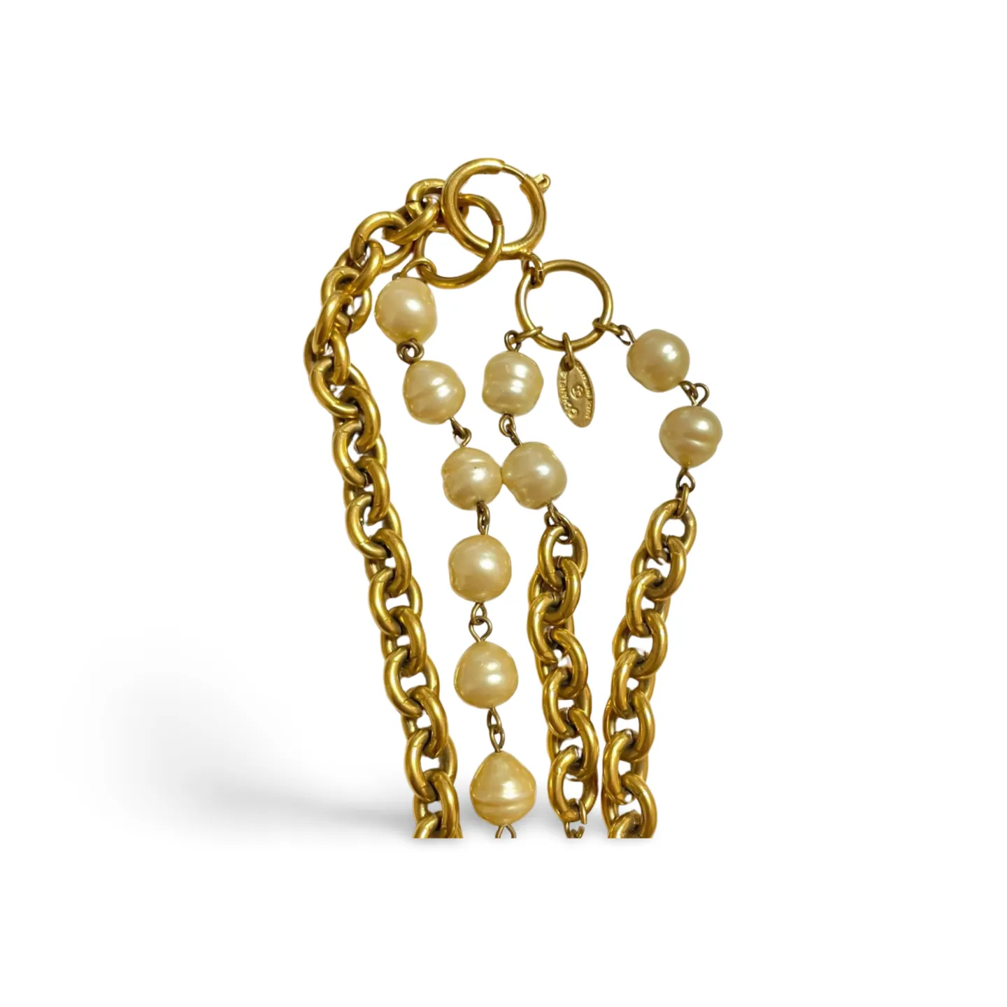 Vintage CHANEL double chain necklace with round faux pearls. Classic and Gorgeous masterpiece for the rest of your life. 060820ac3