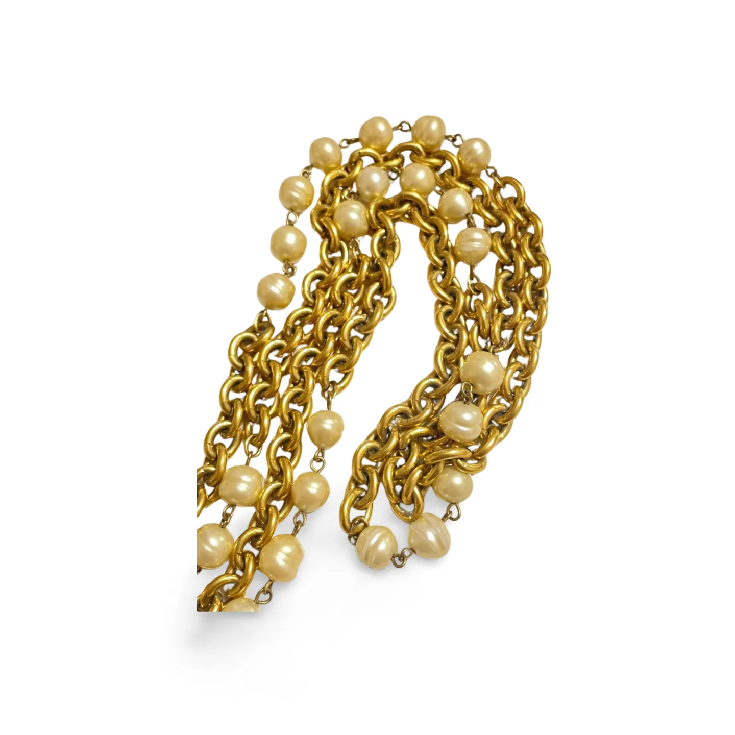 Vintage CHANEL double chain necklace with round faux pearls. Classic and Gorgeous masterpiece for the rest of your life. 060820ac3