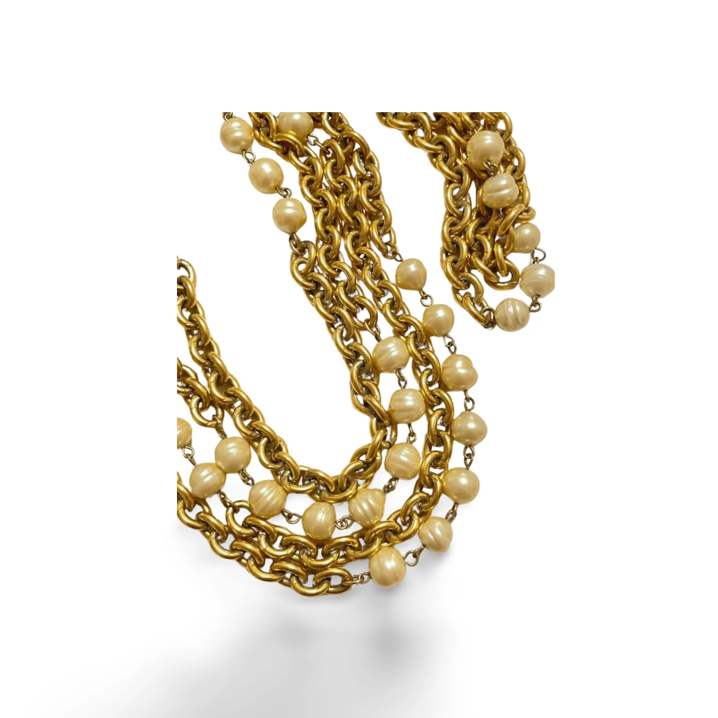 Vintage CHANEL double chain necklace with round faux pearls. Classic and Gorgeous masterpiece for the rest of your life. 060820ac3