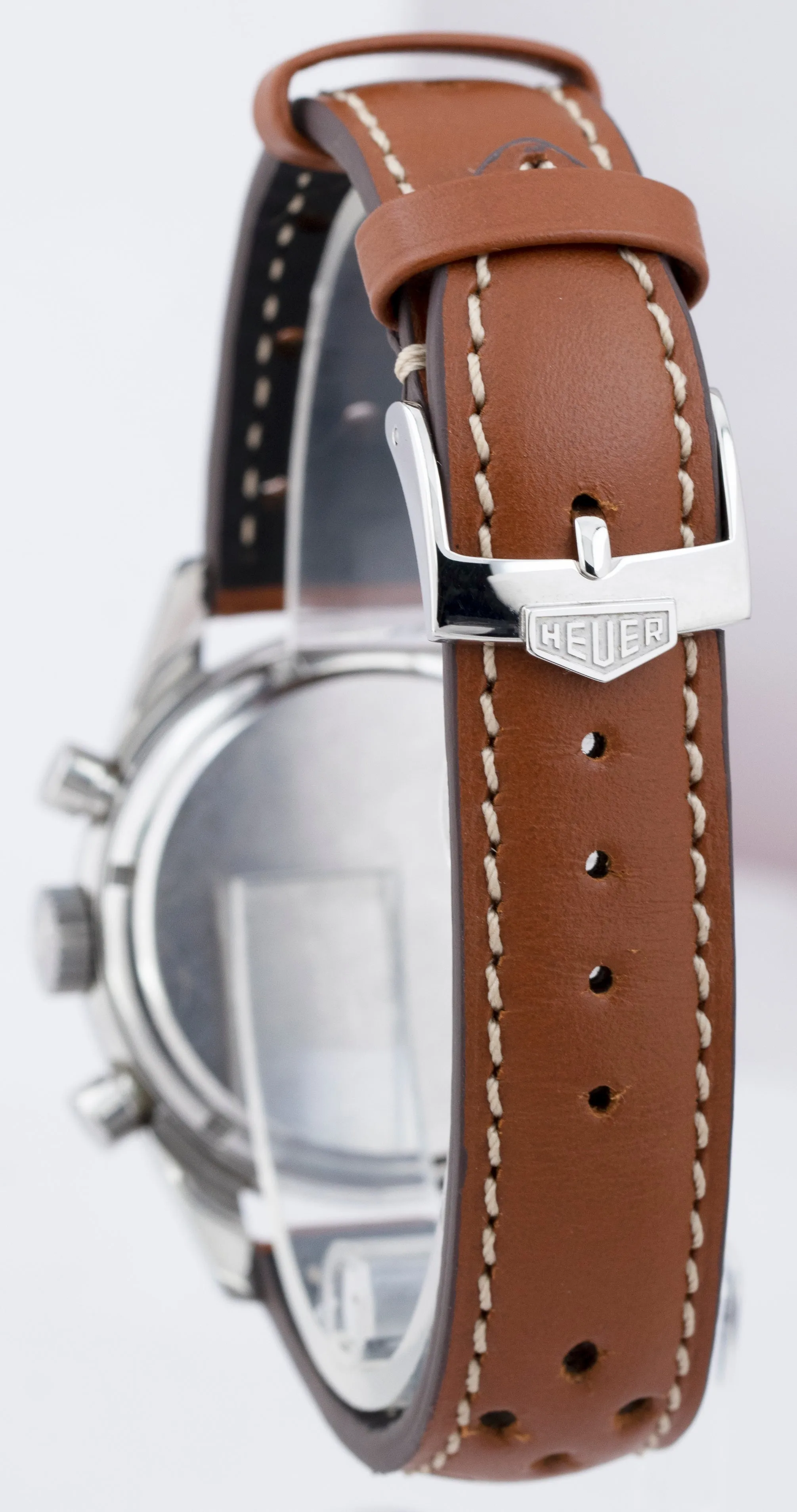 Vintage Heuer Carrera First Execution Black Stainless Steel 35.5mm Watch 2447N
