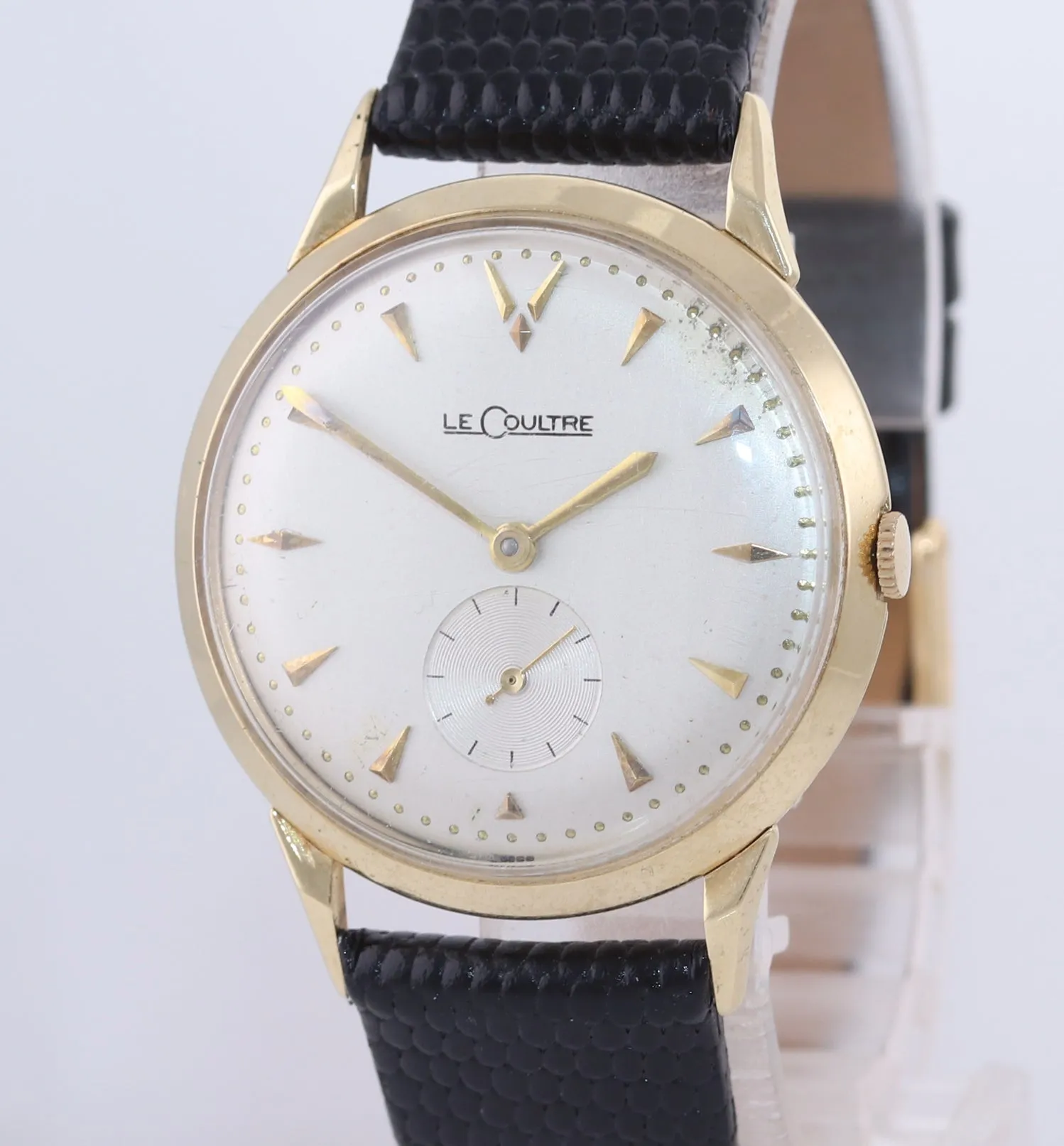 Vintage LeCoultre Solid 14k Yellow Gold Manual Wind 34mm Dress Watch