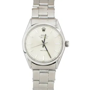 Vintage Rolex Air King Silver Patina Stainless 34mm Oyster Automatic Watch 5500