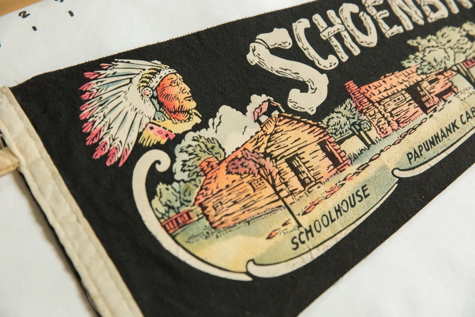 Vintage Schoenbrunn Village, Ohio Felt Flag Pennant