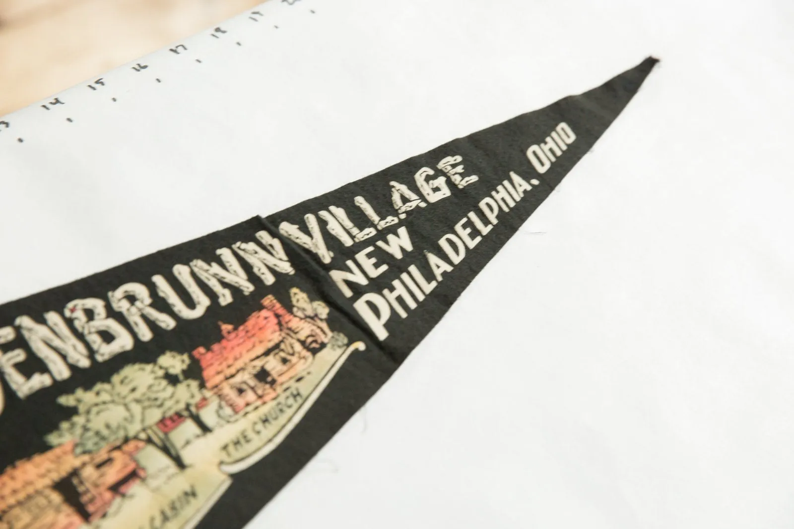 Vintage Schoenbrunn Village, Ohio Felt Flag Pennant