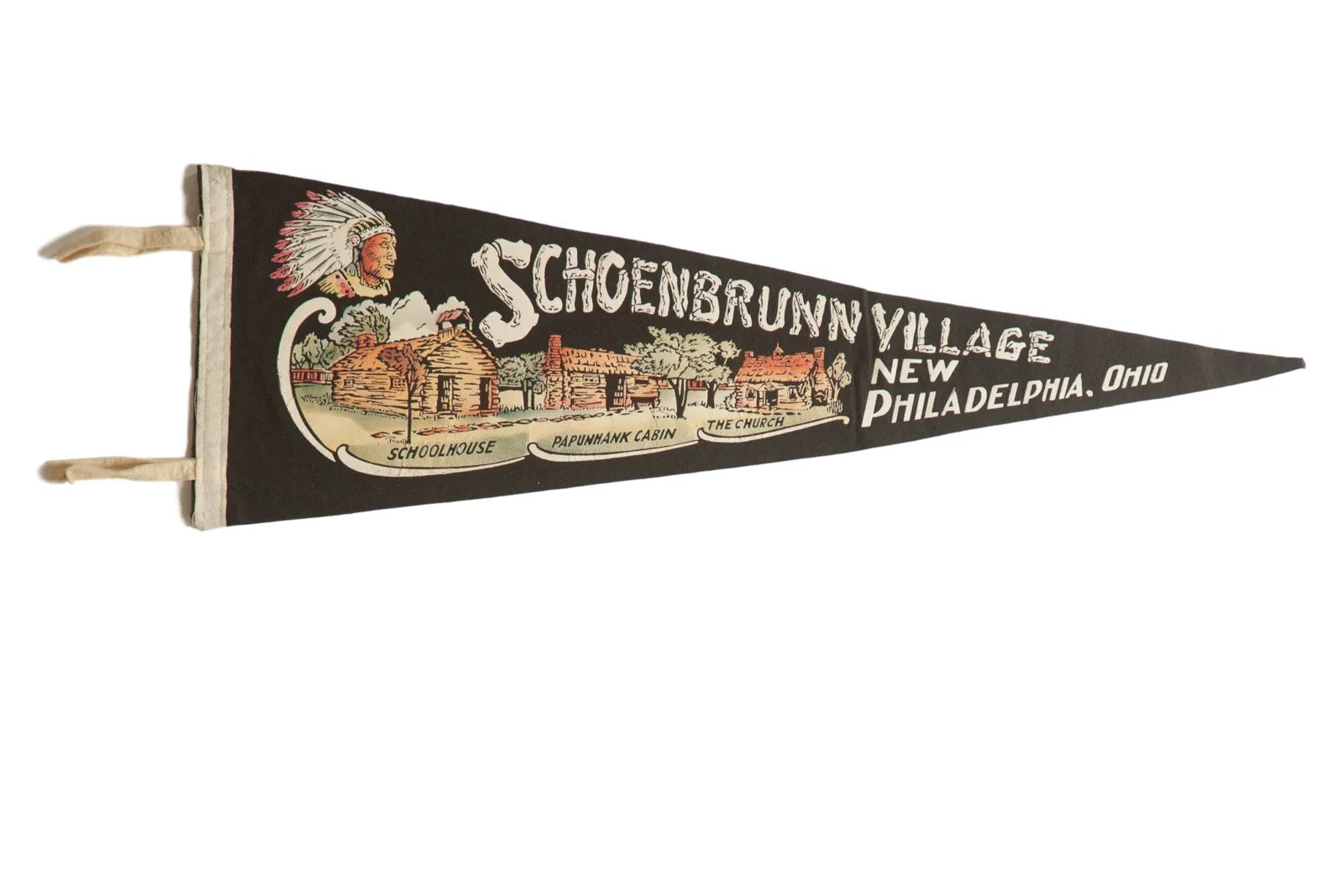 Vintage Schoenbrunn Village, Ohio Felt Flag Pennant