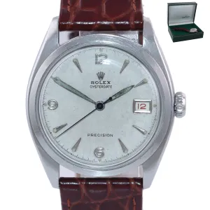 VTG 1962 Rolex Oysterdate Precision Stainless Steel Swiss Manual Watch 6094