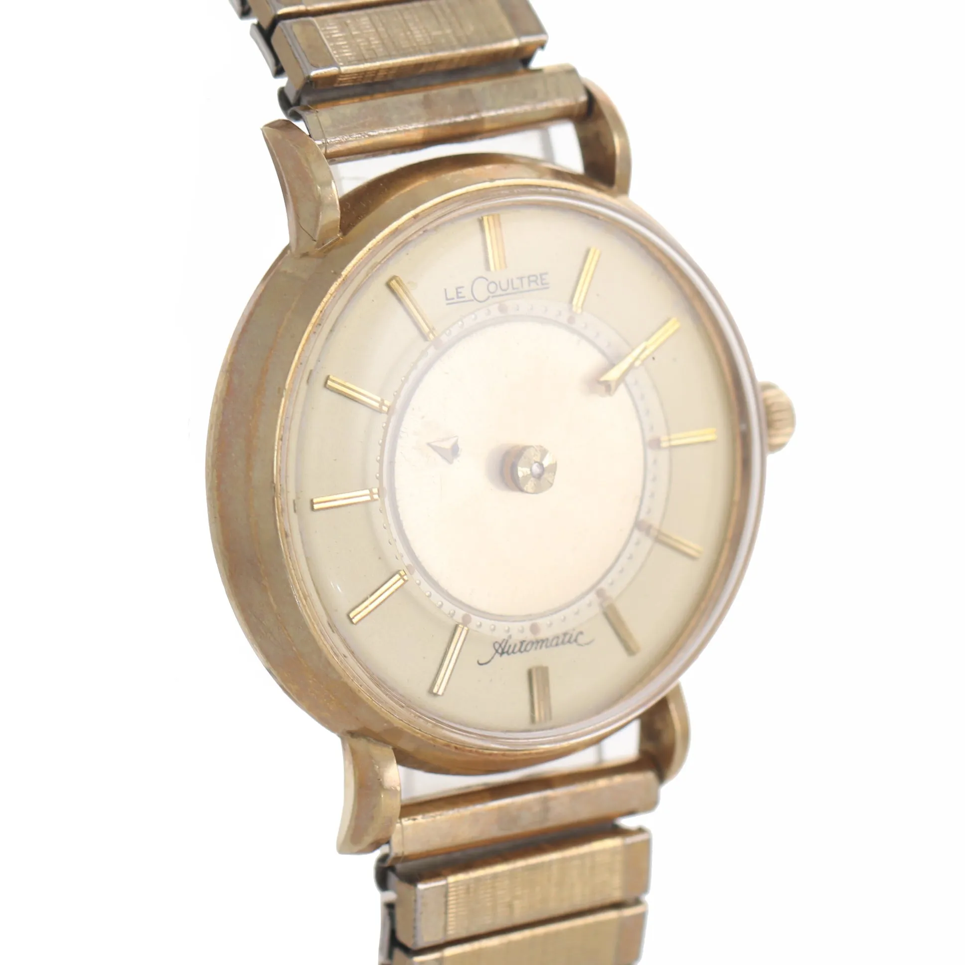 VTG Le Coultre 14k Yellow Gold Mystery Dial Automatic Bumper Movement Watch
