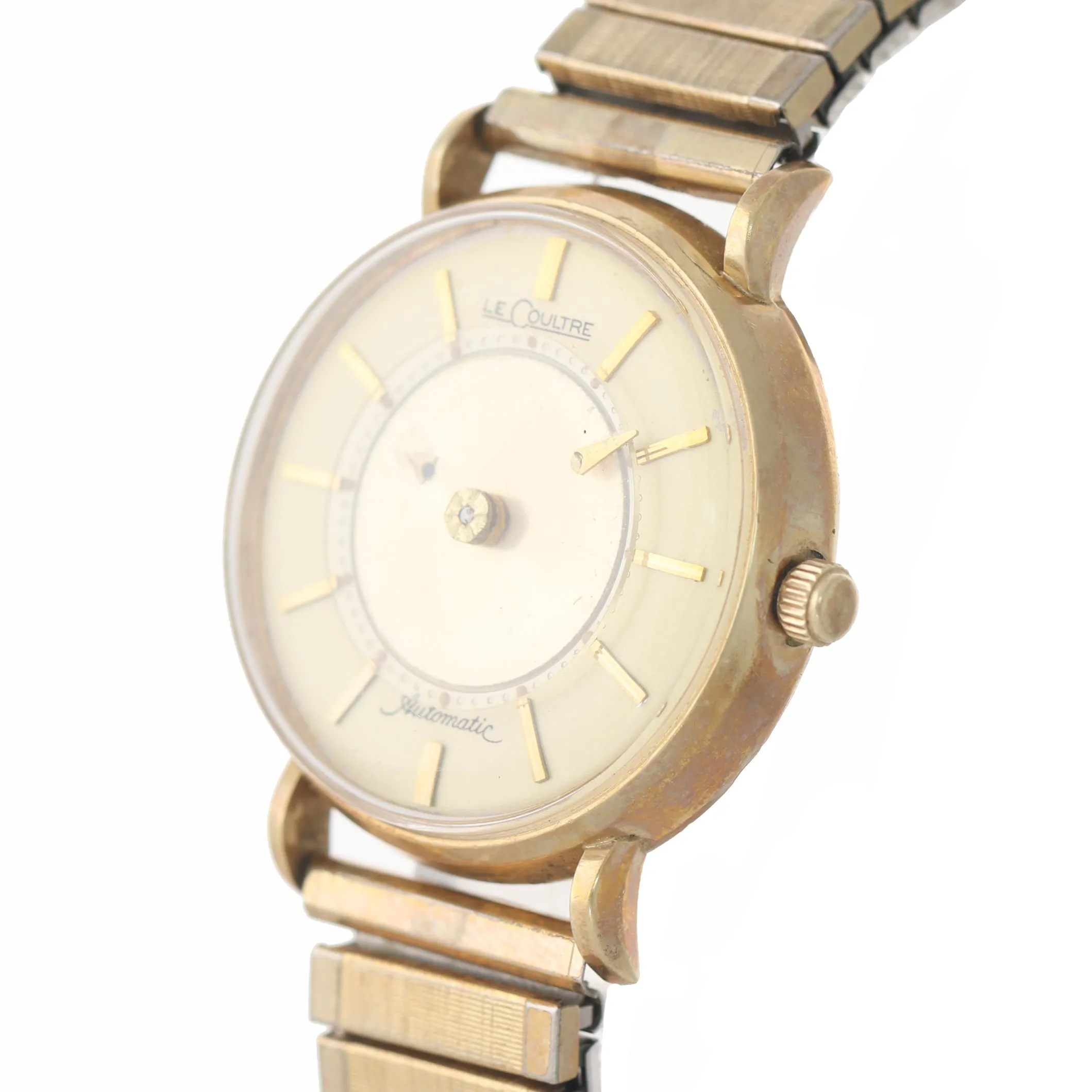 VTG Le Coultre 14k Yellow Gold Mystery Dial Automatic Bumper Movement Watch