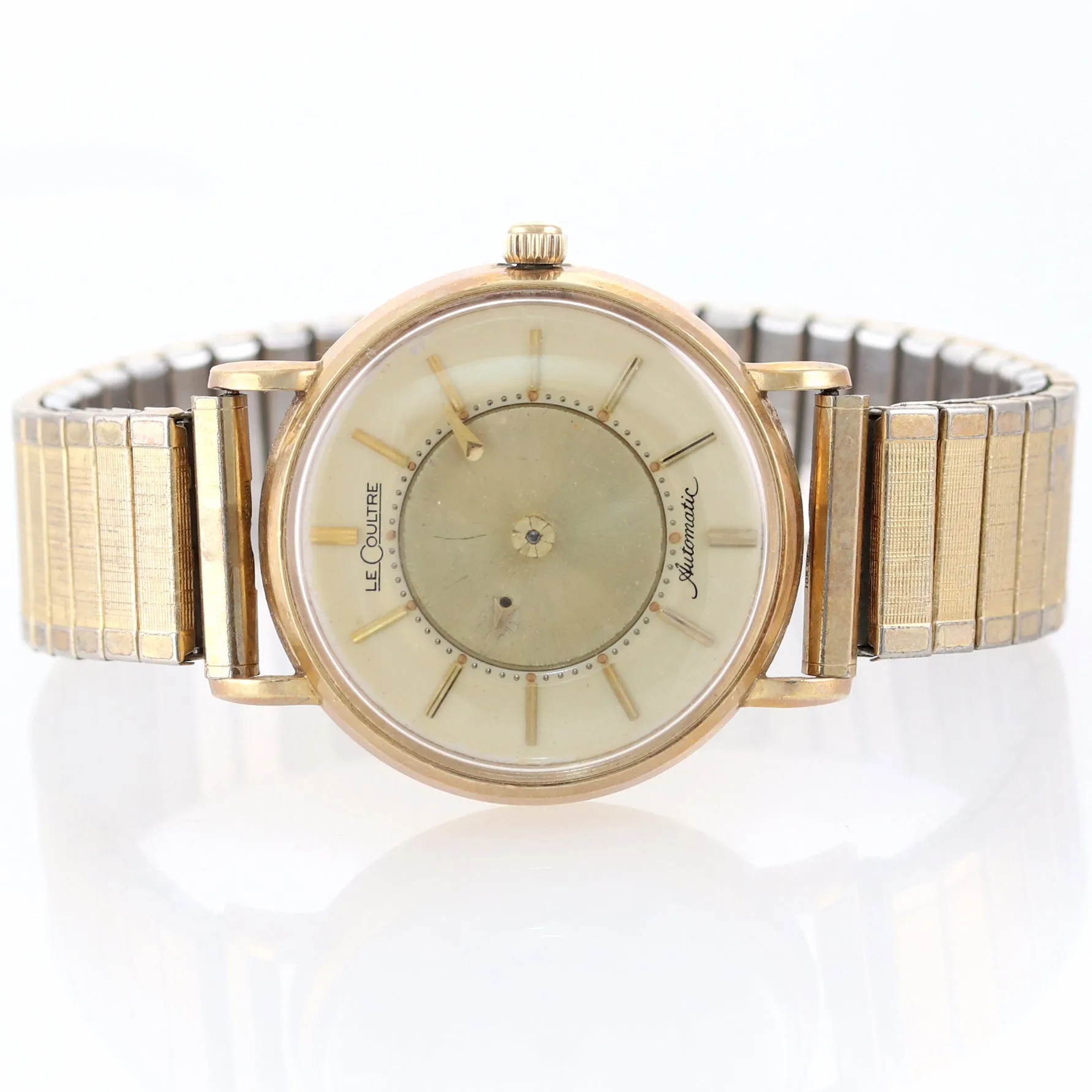 VTG Le Coultre 14k Yellow Gold Mystery Dial Automatic Bumper Movement Watch