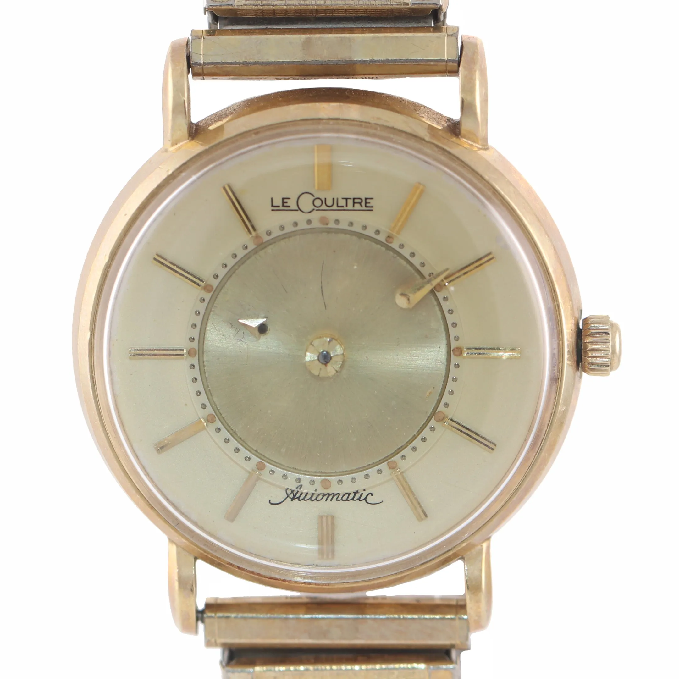 VTG Le Coultre 14k Yellow Gold Mystery Dial Automatic Bumper Movement Watch
