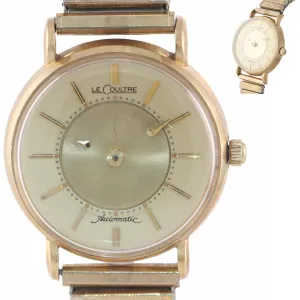 VTG Le Coultre 14k Yellow Gold Mystery Dial Automatic Bumper Movement Watch