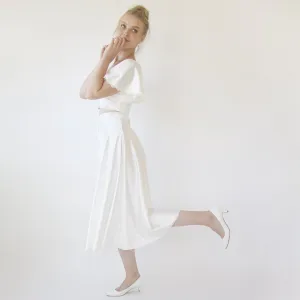 Wedding Dress Separates , Silky Wedding Midi Skirt and Silky Top , short wedding dress #1357