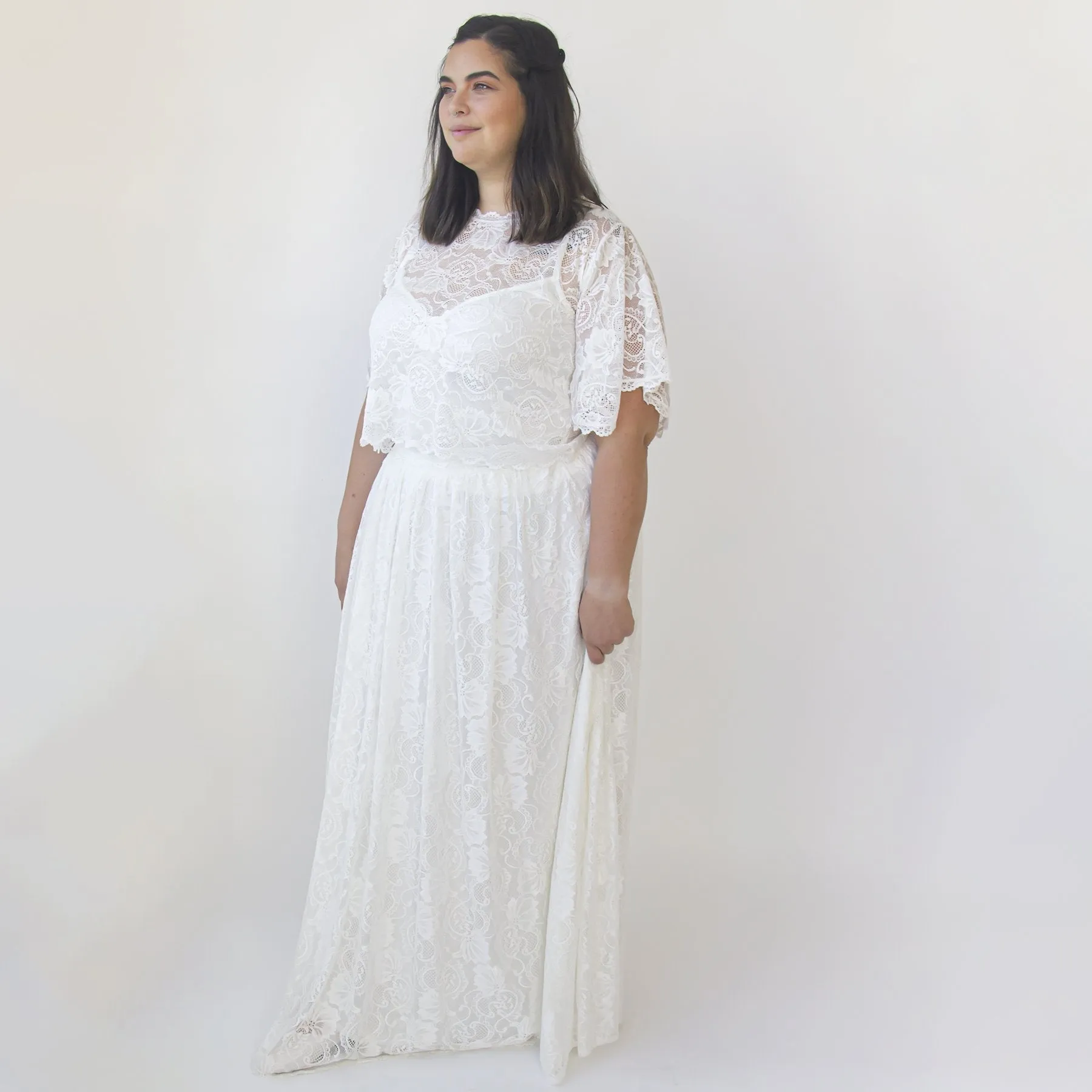 Wedding Dress Separates, Two Piece Bridal Lace Gowns #1332