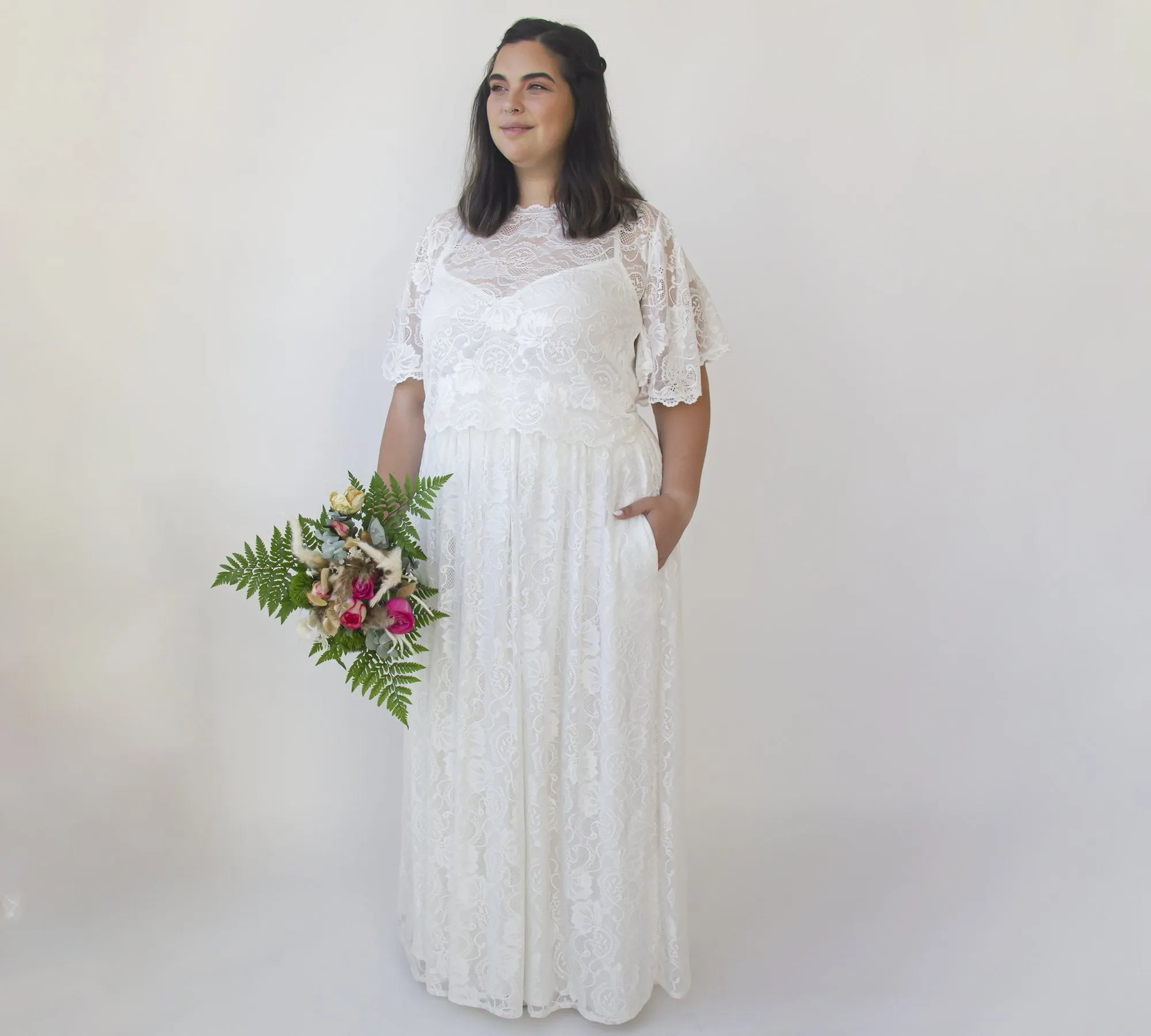 Wedding Dress Separates, Two Piece Bridal Lace Gowns #1332