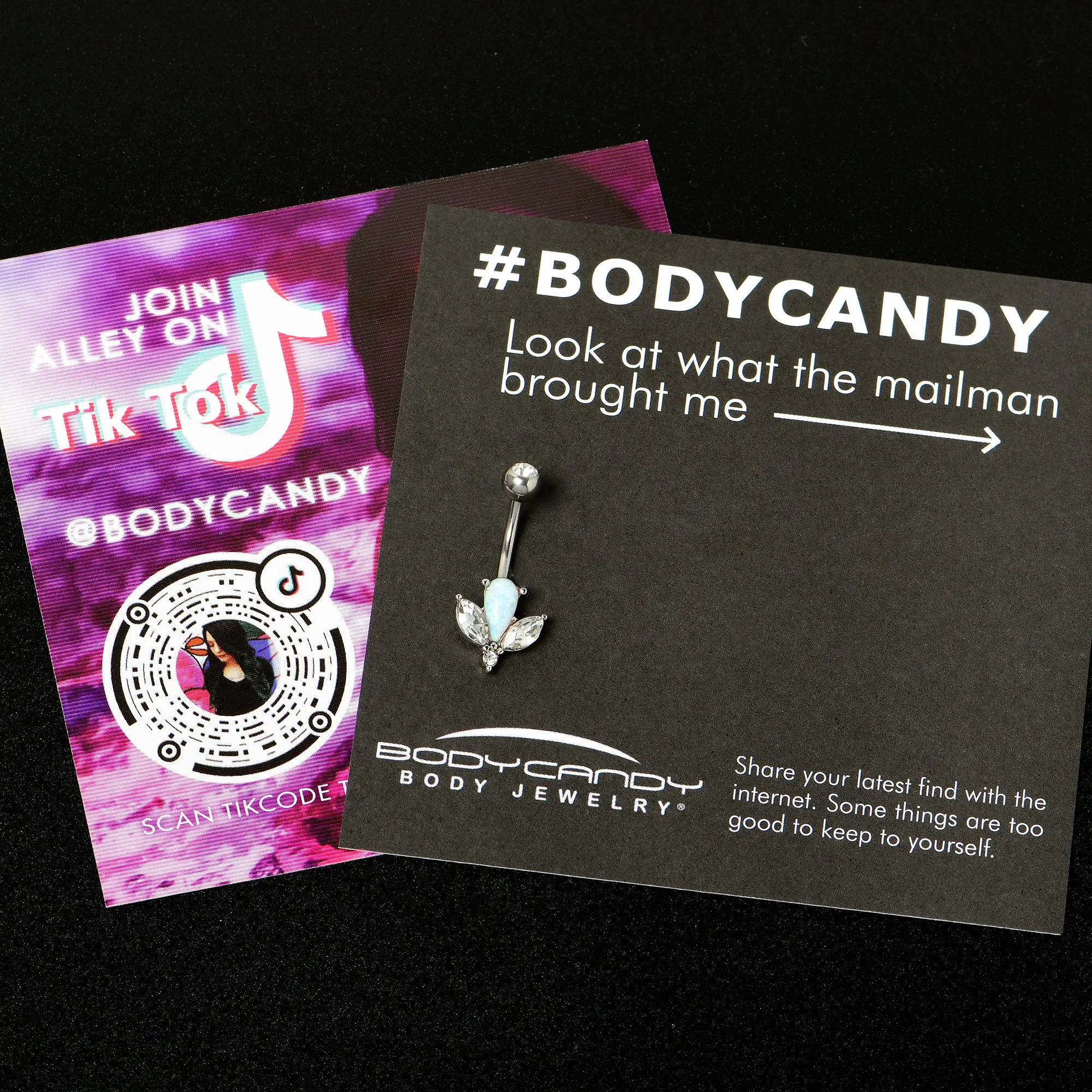 White Faux Opal Drop Flower Belly Ring