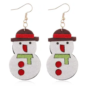 White Felt & 18K Gold-Plated Glitter Snowman Drop Earrings