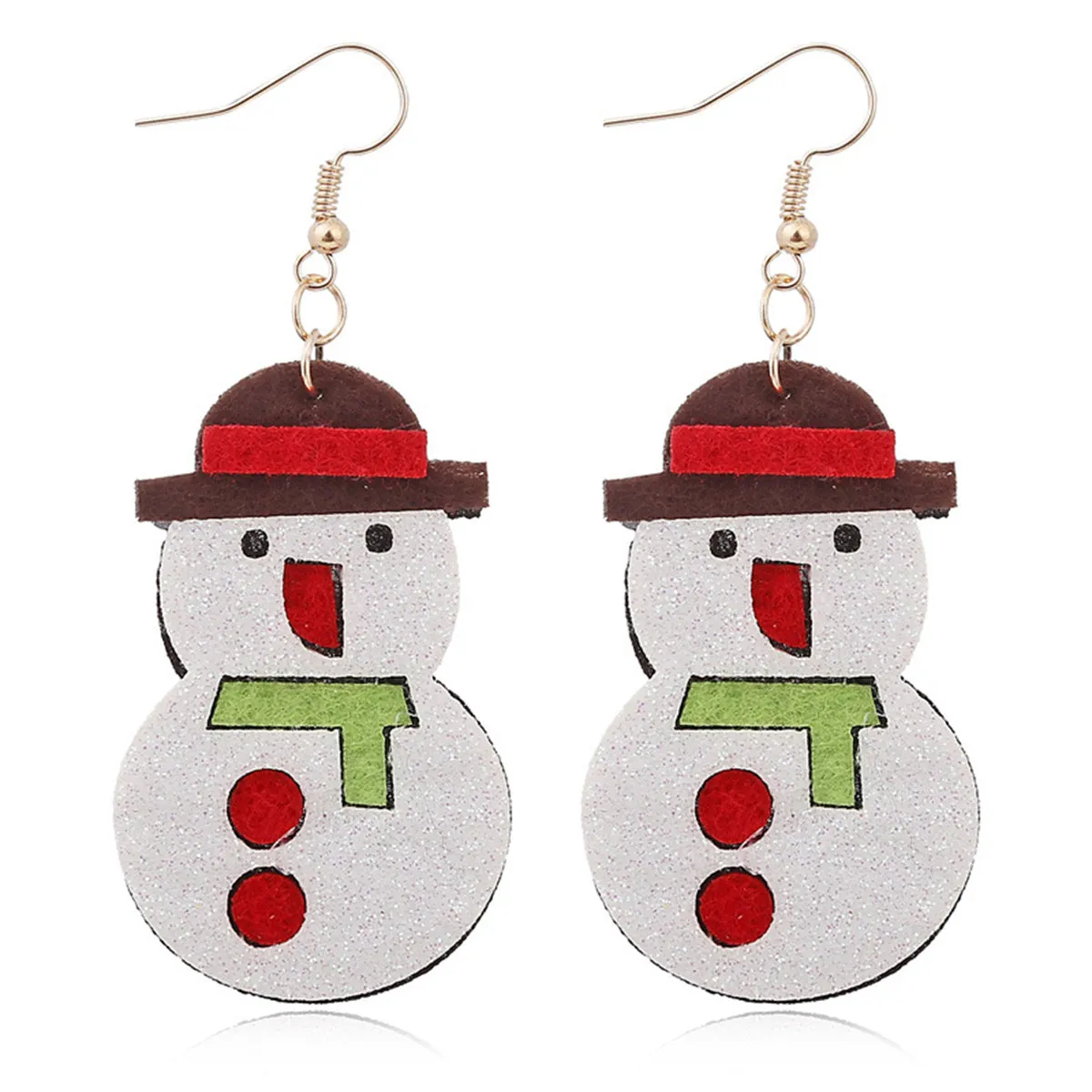 White Felt & 18K Gold-Plated Glitter Snowman Drop Earrings
