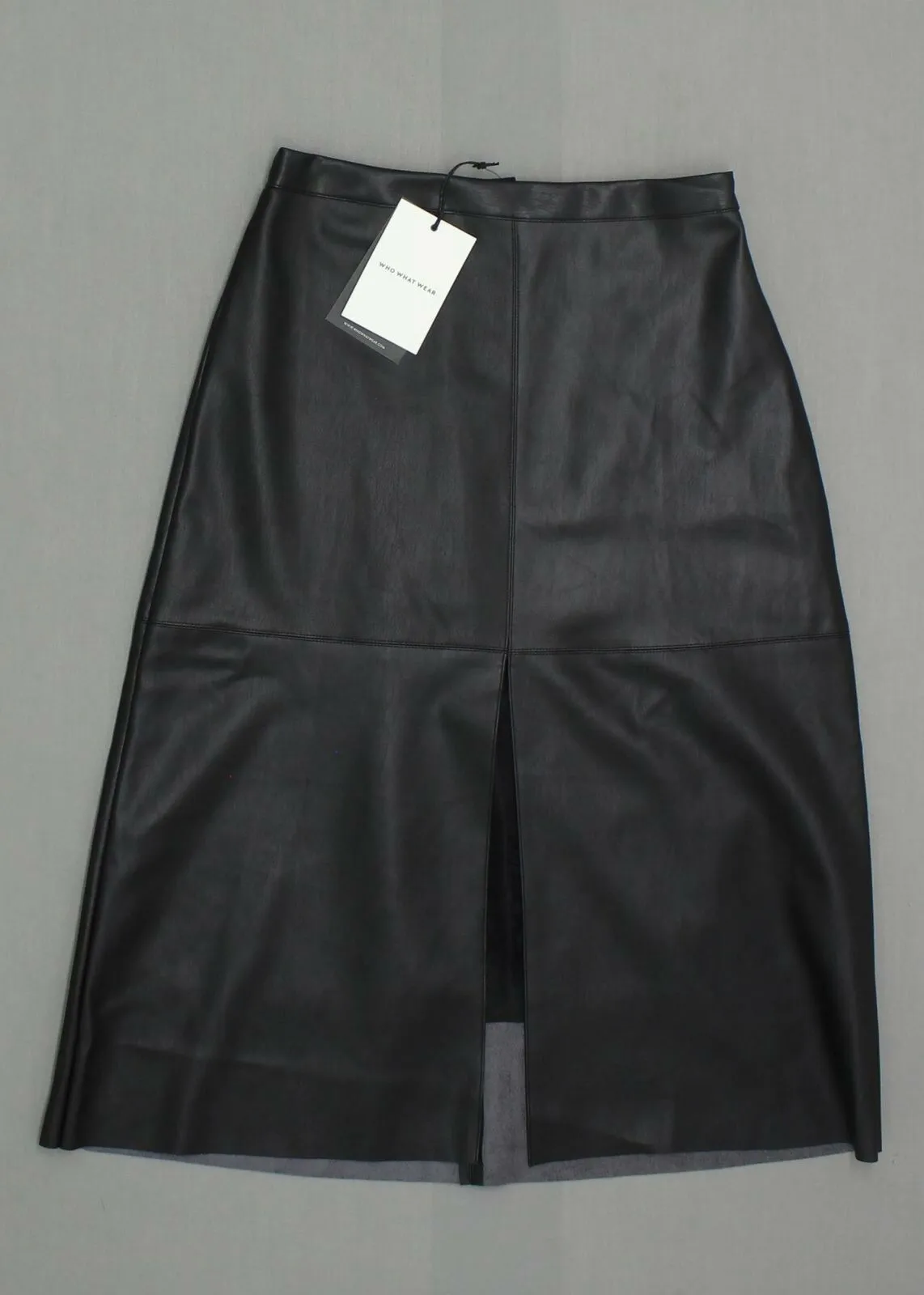 Who What Wear Women's Faux Leather Midi Skirt With Lace Underlay