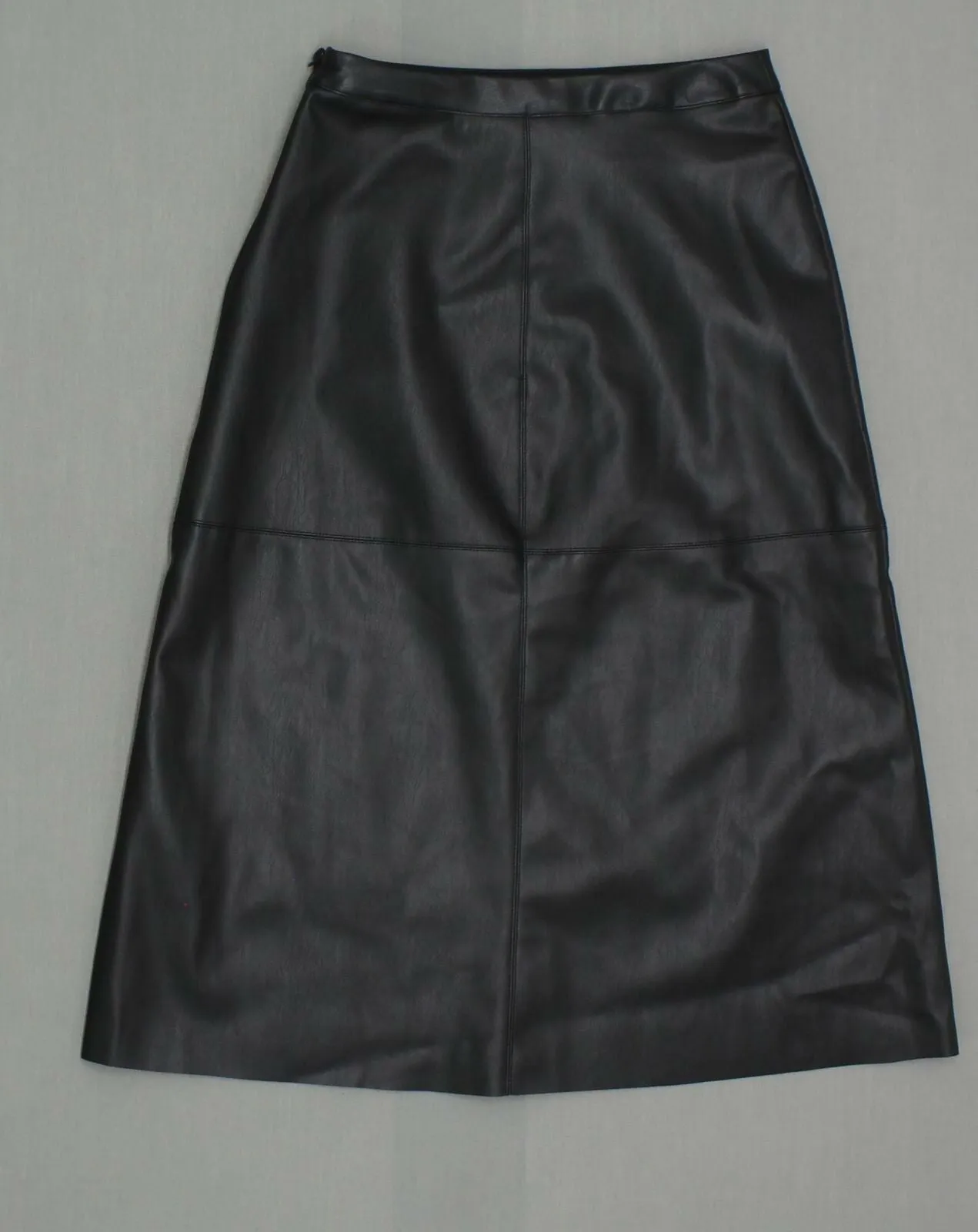 Who What Wear Women's Faux Leather Midi Skirt With Lace Underlay