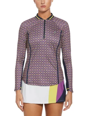 Women's Floral Print Sun Protection 1/4 Zip Shirt