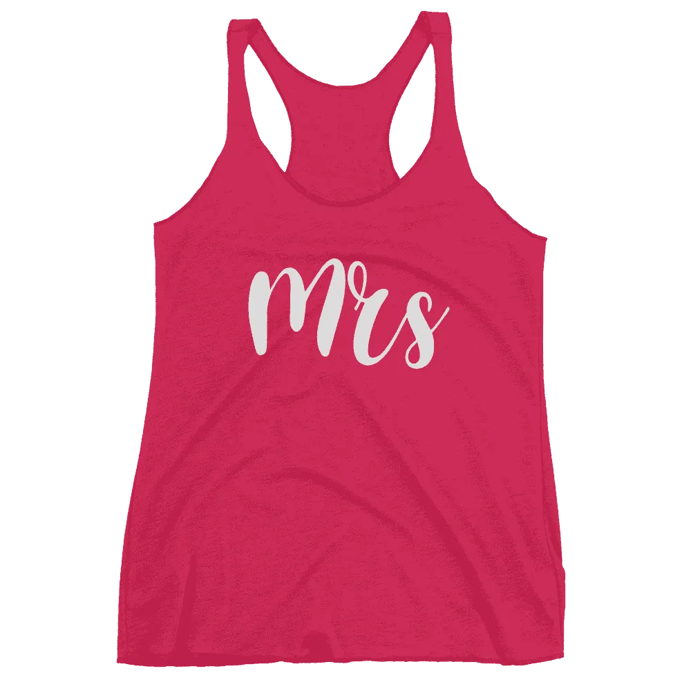 Women's "Mrs" Racerback Tank - Chunky Script