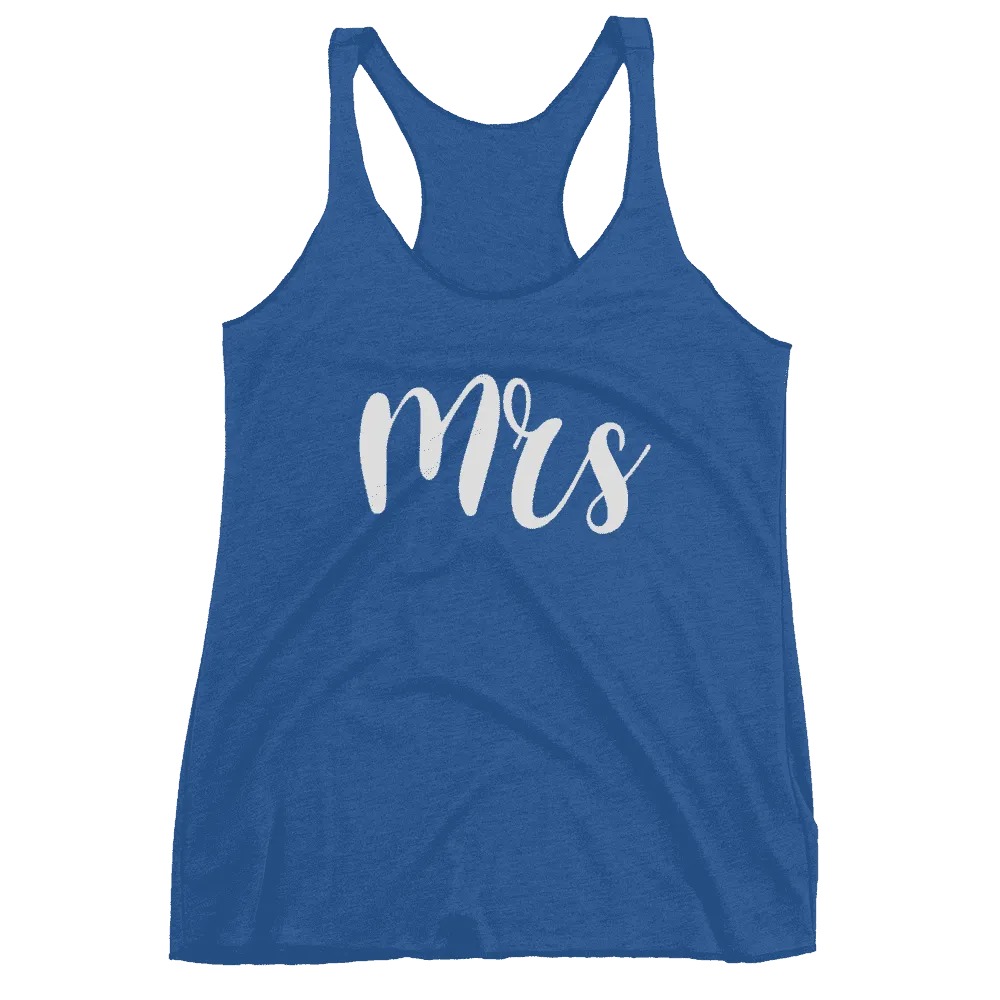 Women's "Mrs" Racerback Tank - Chunky Script