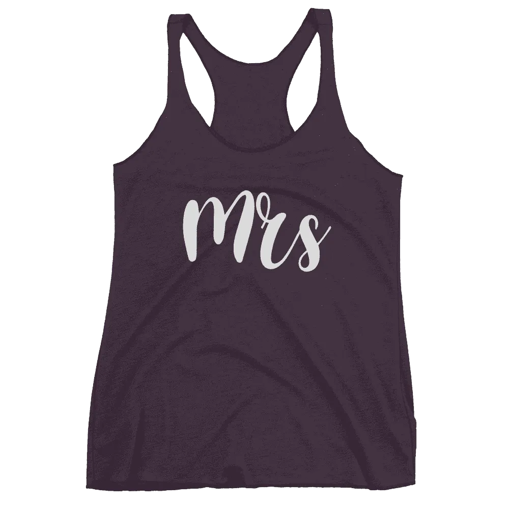 Women's "Mrs" Racerback Tank - Chunky Script