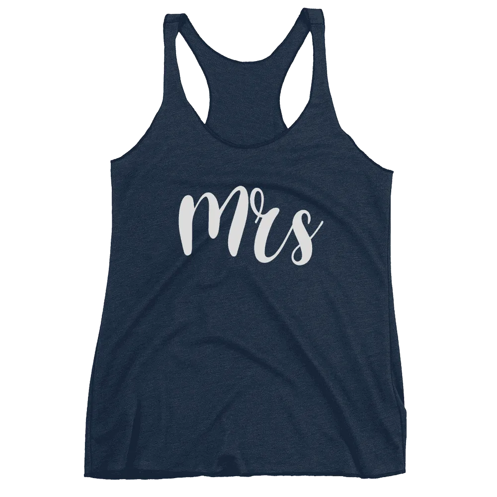 Women's "Mrs" Racerback Tank - Chunky Script