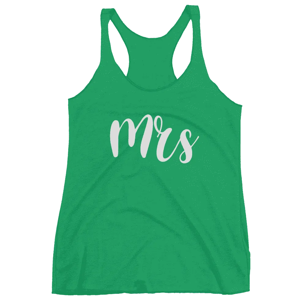 Women's "Mrs" Racerback Tank - Chunky Script