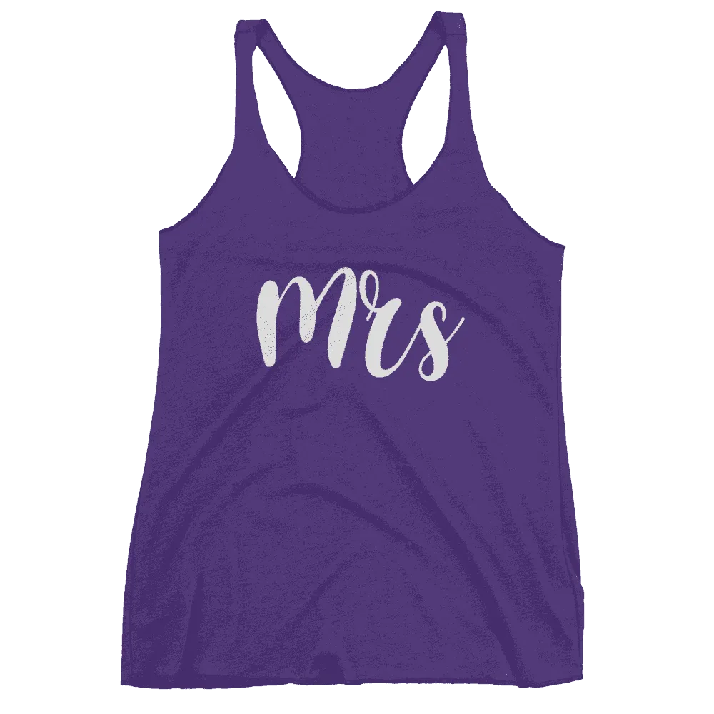 Women's "Mrs" Racerback Tank - Chunky Script