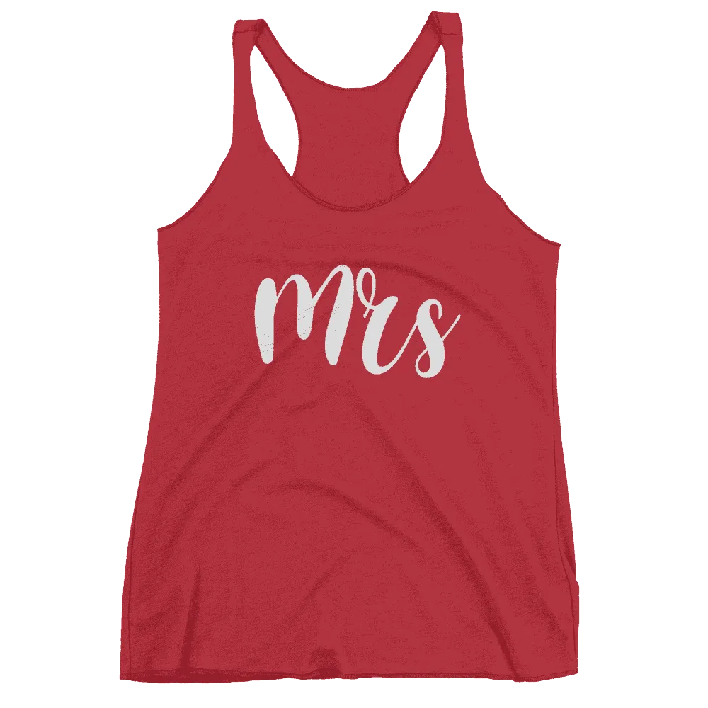 Women's "Mrs" Racerback Tank - Chunky Script