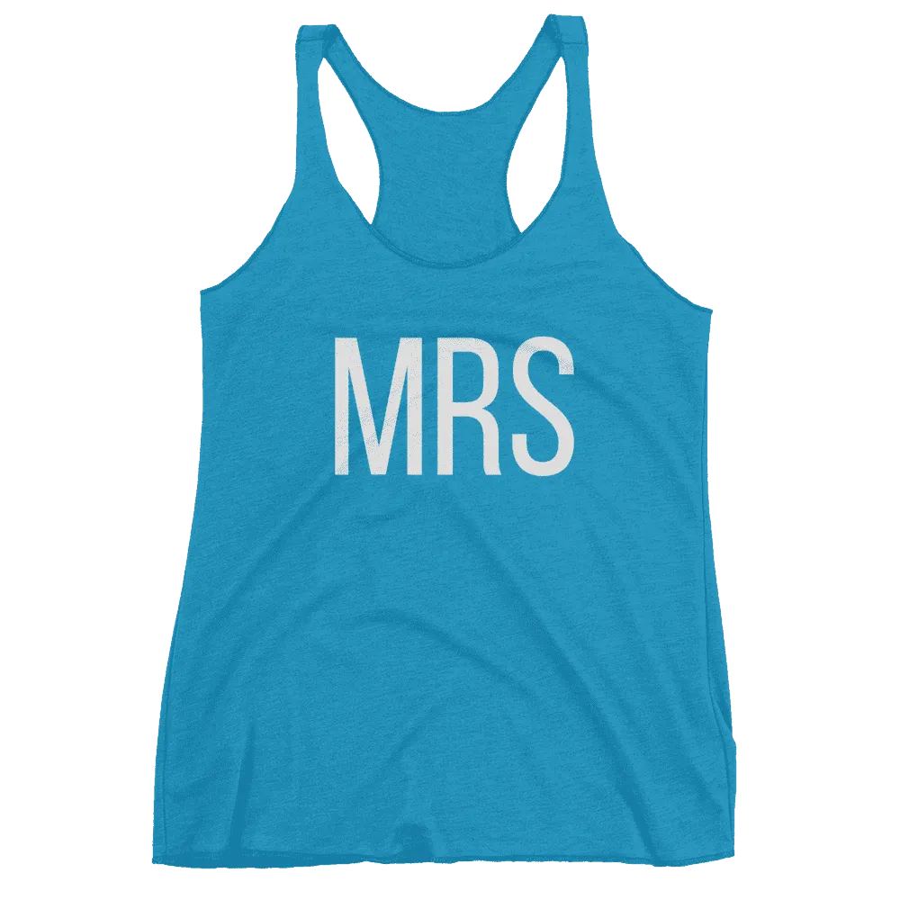 Women's "Mrs" Racerback Tank Top - Block Text