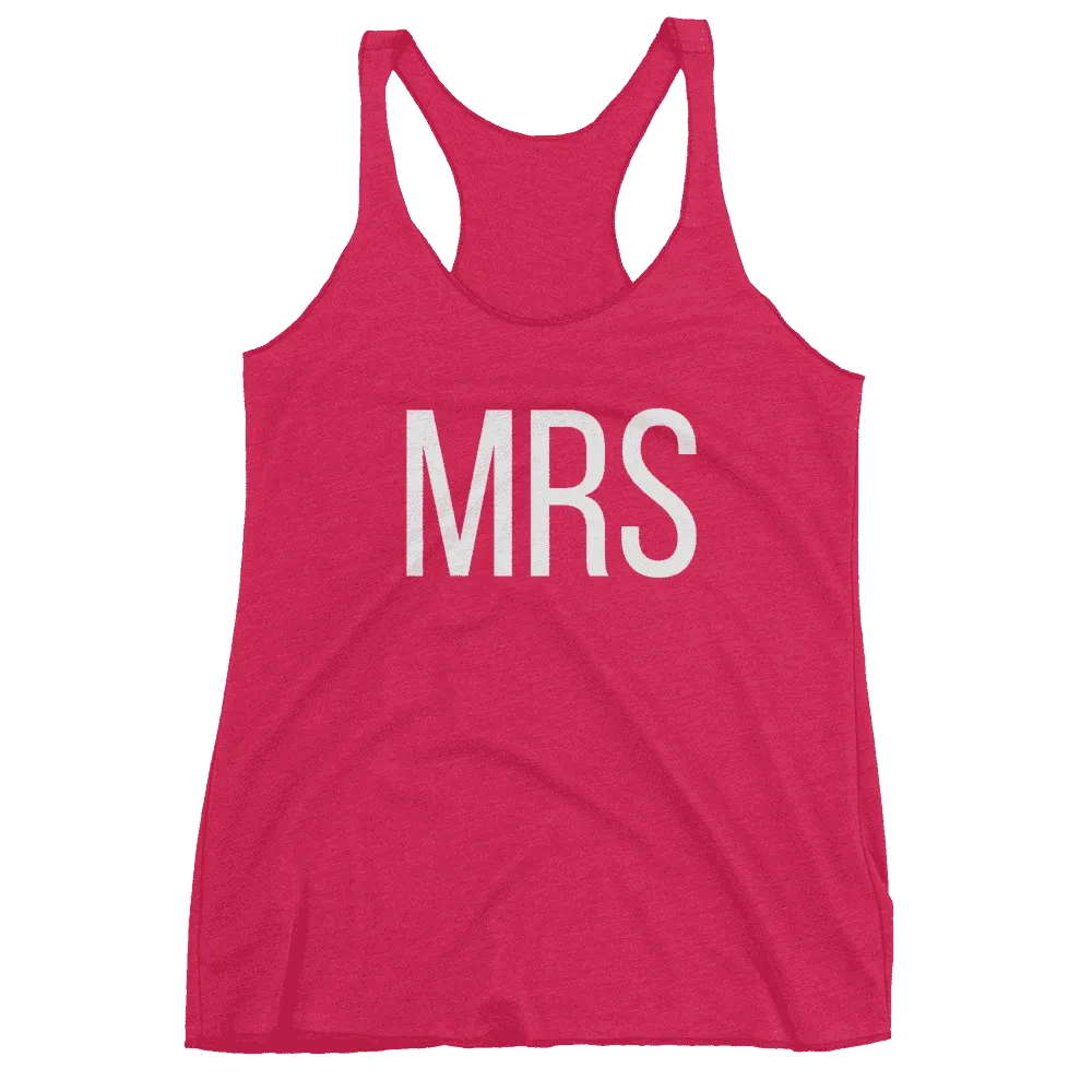 Women's "Mrs" Racerback Tank Top - Block Text