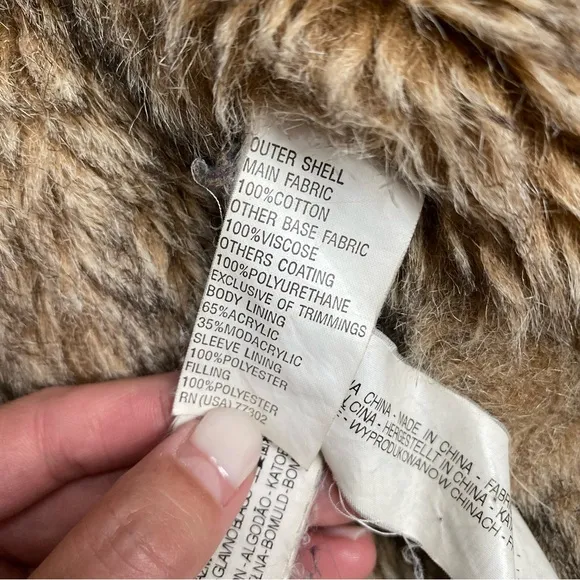 Zara fur Parka Jacket Olive Green Size XS